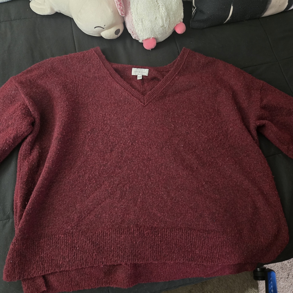 Lucky Brand Burgundy V-Neck Sweater
